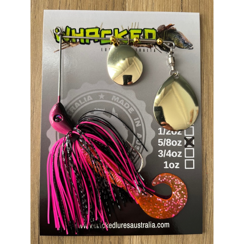 5/8oz Spinnerbait ~ SEXY WITCH ~ Grub Trailer (Gold Blades)