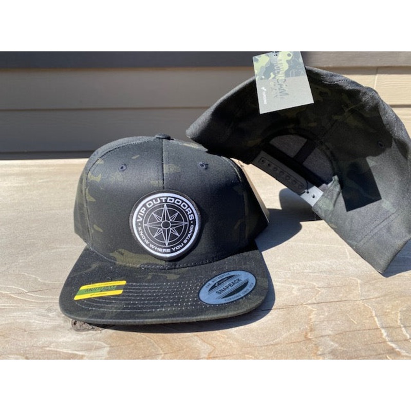VIP Compass Hat, Black Camo Snap Back