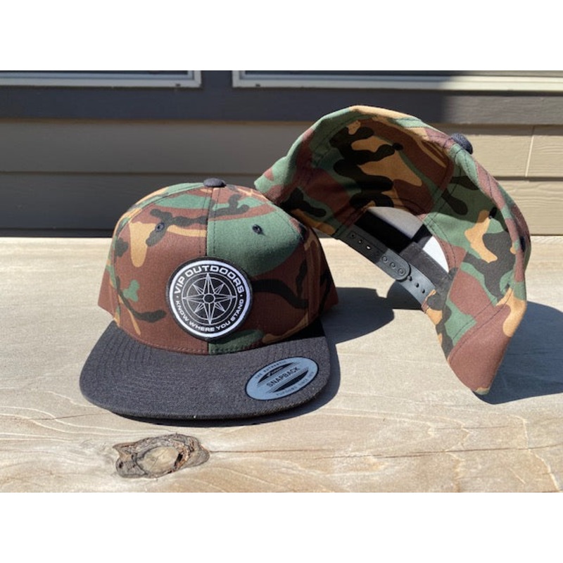 VIP Compass Hat, OG Camo w/ Black Bill Snap Back