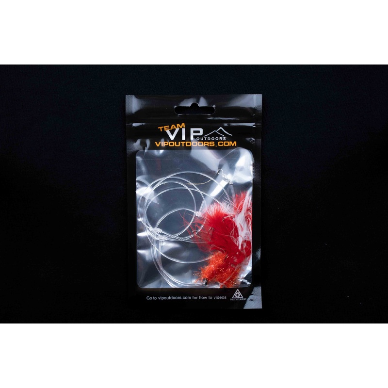 VIP Double Hook Shrimp Flies White/Red (60lb)