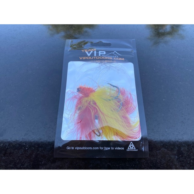 VIP Double Hook Shrimp Flies Yellow/Red (60lb)