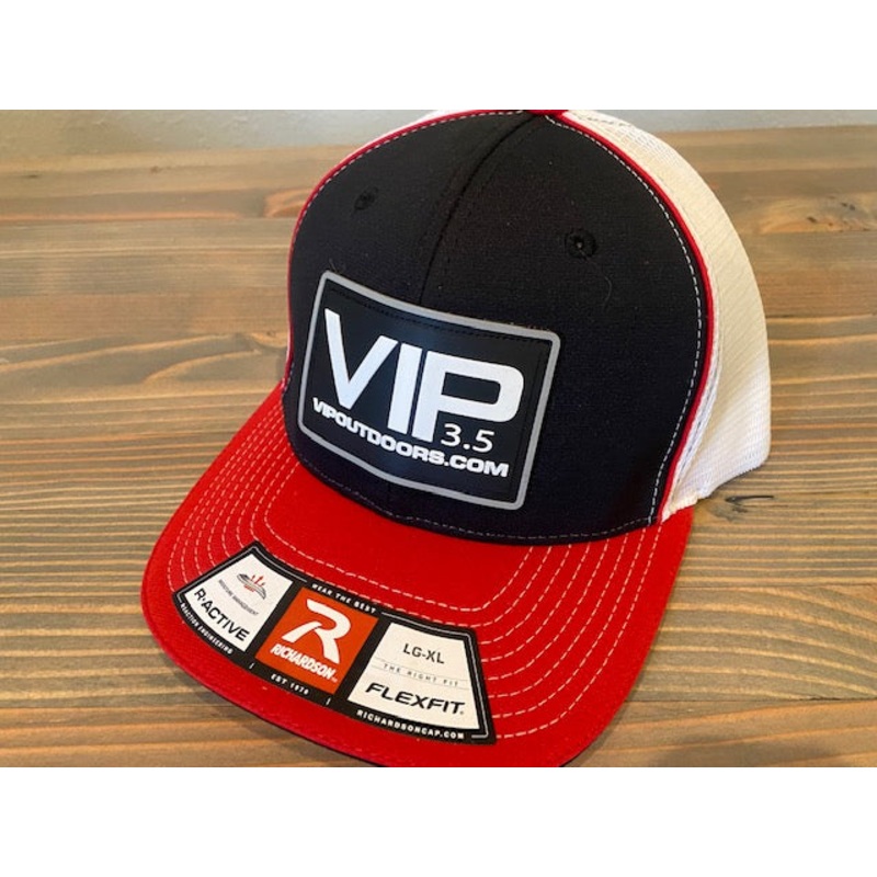 VIP Red, Black, White Mesh with Black/White Rubber Patch Flex Fit (L/XL)