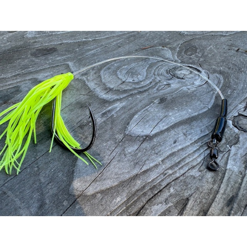 12 Chartreuse  Halibut/Ling Cod 200# Leader Single Hook