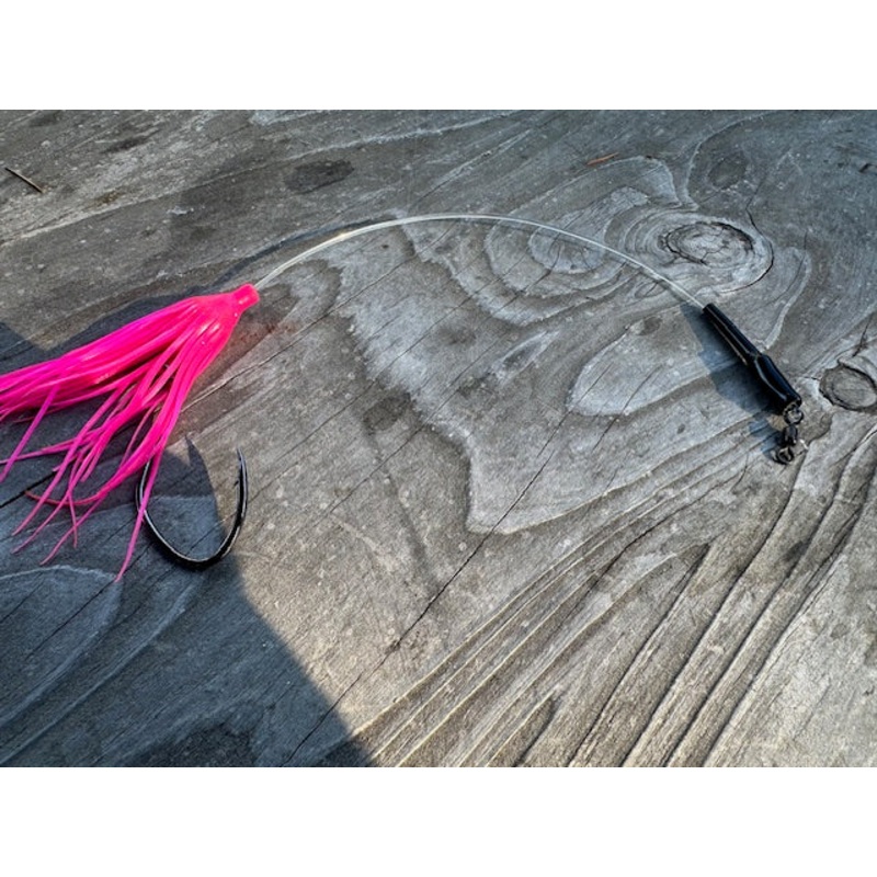 12 Pink  Halibut/Ling Cod 200# Leader Single Hook