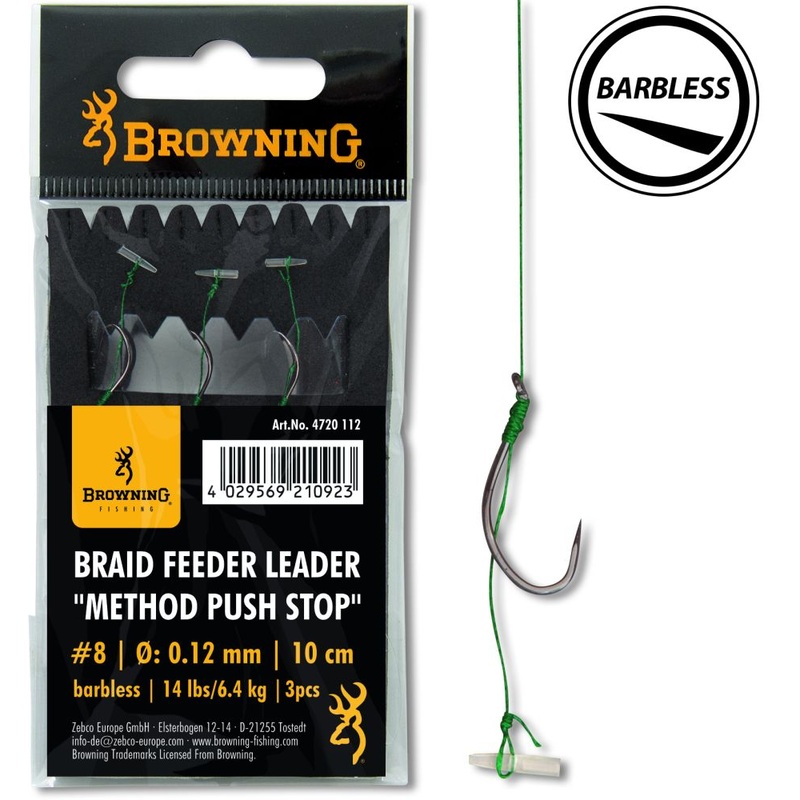 Browning Braid Feeder Leaders Method Push Stop *BARBED
