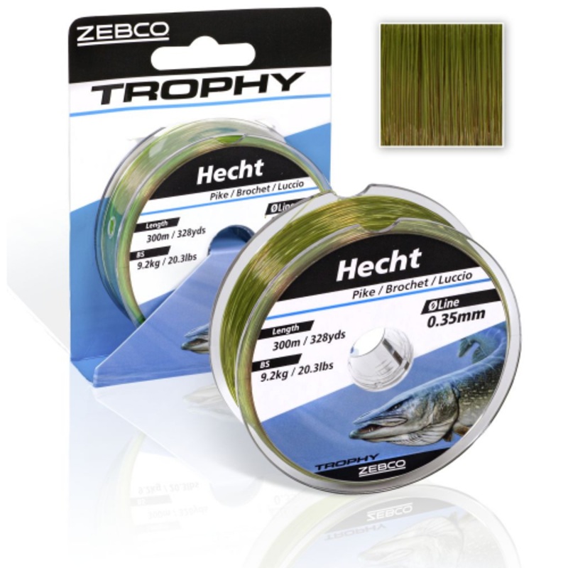 Zebco Trophy Pike|6.9kg/15.2lb – 300m|12.7kg/28.0lb – 250m|9.2kg/20.3lb – 300m|14.9kg/32.9lbs – 200m