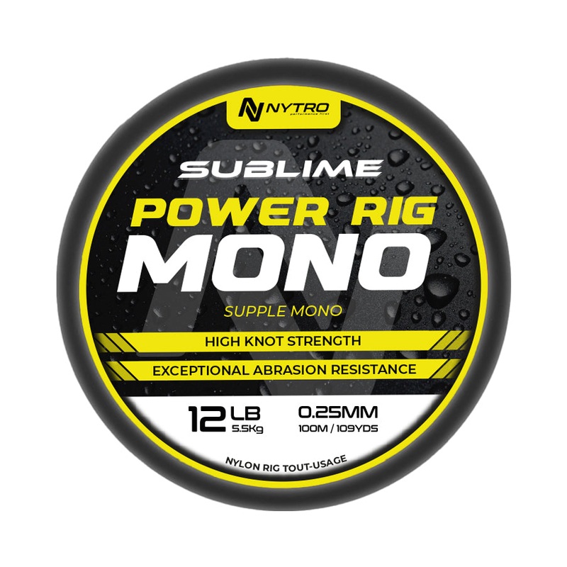 Nytro Sublime Power Rig Mono|1.7lb – 0.09mm|2.2lb – 0.11mm|3.2lb – 0.13mm|4.1lb – 0.15mm|5.2lb – 0.17mm|6.2lb – 0.19mm|7.7lb – 0.21mm|9.6lb – 0.23mm|12lb – 0.25mm