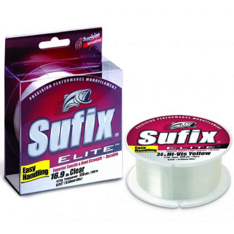 Sufix Elite Monofilament|4 lb Clear (330 YDS)|4 lb Low-Vis Green (330 YDS)|6 lb Clear (330 YDS)|6 lb Low-Vis Green (330 YDS)|8 lb Clear (330 YDS)|8 lb Low-Vis Green (330 YDS)|10 lb Clear (330 YDS)|10 lb Camo (330 YDS)|10 lb Low-Vis Green (330 YDS)|12 lb C