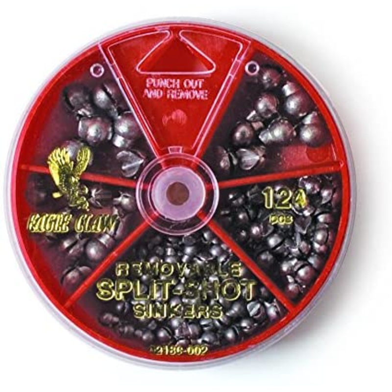 Eagle Claw Removable Split Shot Sinker Assortment-124 pieces