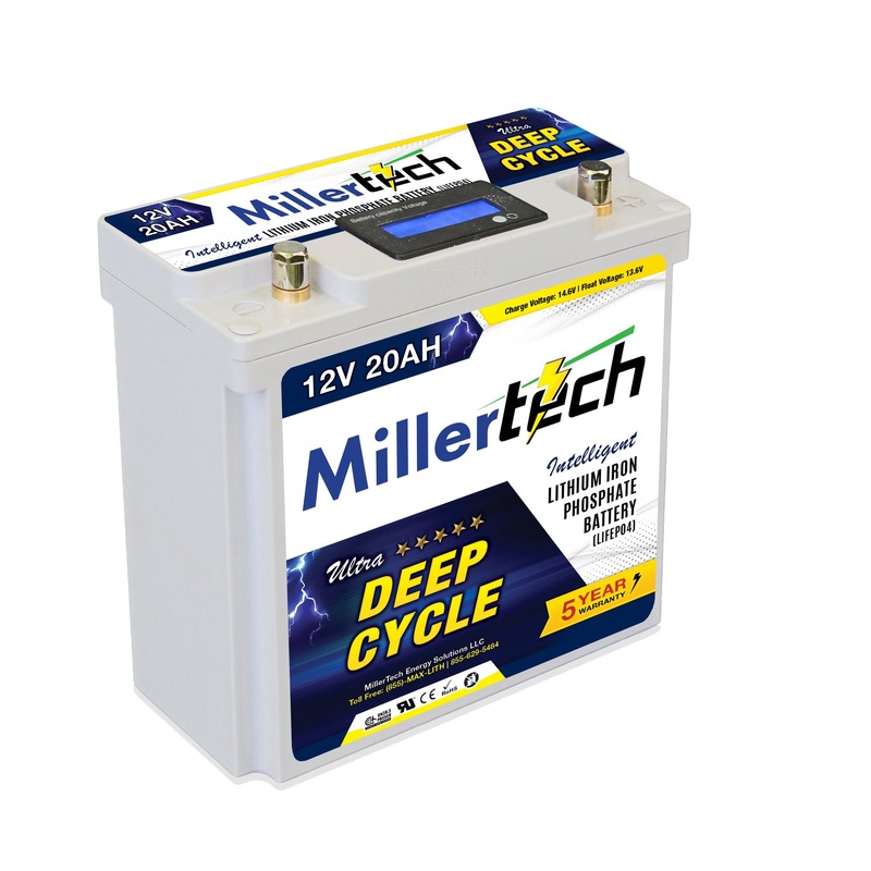 MillerTech Lithium Battery-12 volt 20AH Lithium Battery