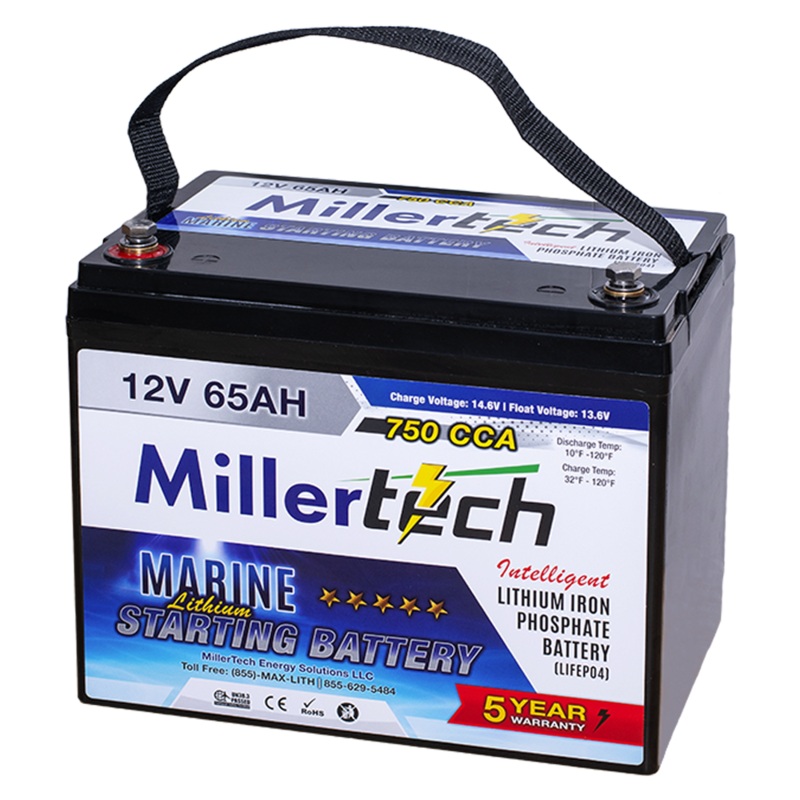 Millertech Lithium Battery- 12V 65AH Marine Lithium Starting Battery