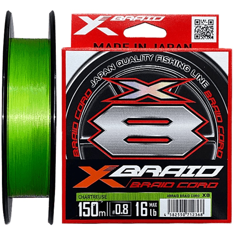 YGK X-Braid Cord X8 Braided Line | 150Mt / 164Yd | Chartreuse |