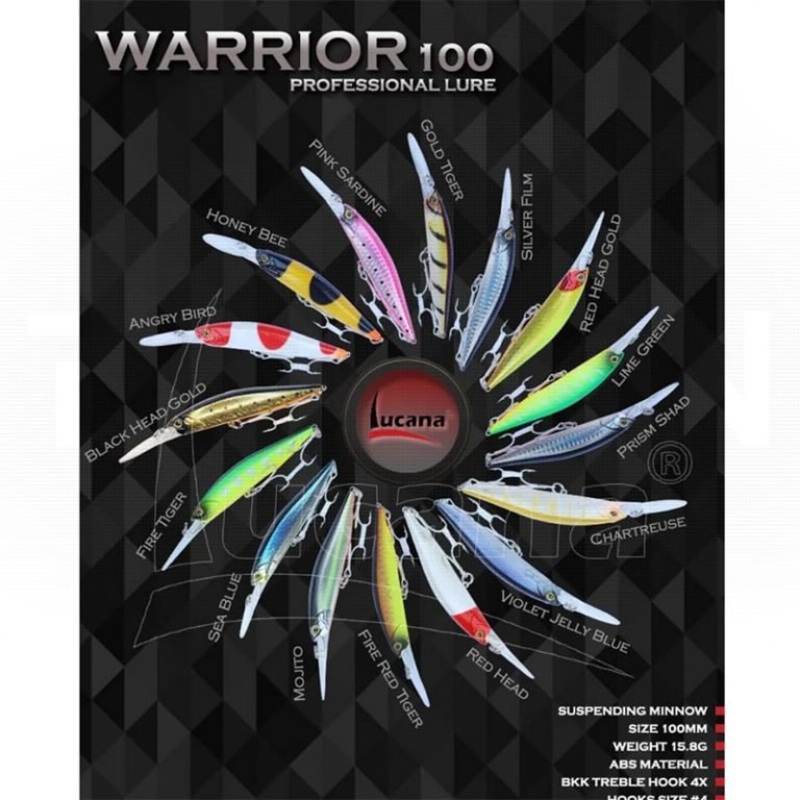 Lucana Warrior 100 Minnow Hard Lure | Suspending | 10 Cm | 15.8 Gm |