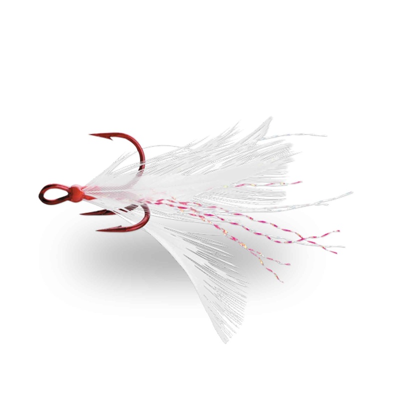 VMC 8651DT Dressed X-Rap Tin Red Treble Hooks