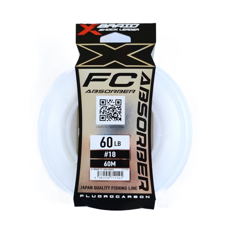 YGK X-Braid FC Absorber Shock Fluorocarbon Leader  | 60Mt / 66Yd | 60 LB | Clear |