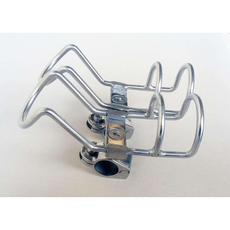 2 x Quality Stainless Steel Rod Holder Rail Mount Double Wire Tackle (25mm) Fishing Tackle