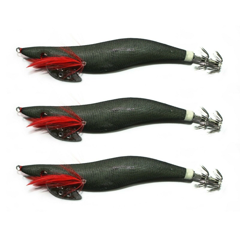 3 x Squid Jigs Fishing Tackle black/169