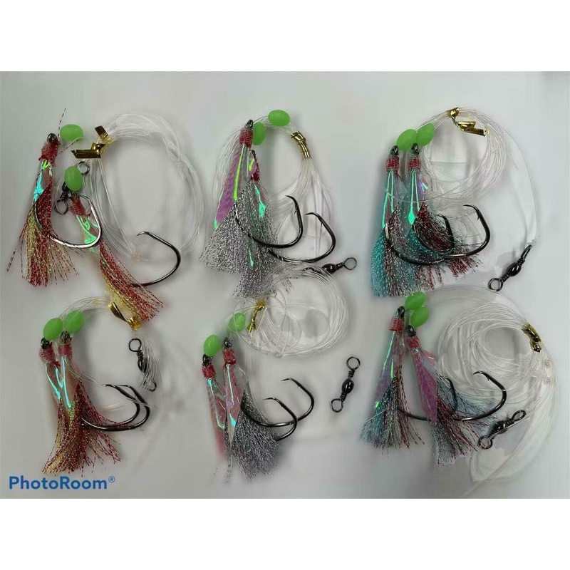 6x 8/0 Chemically Sharpened Reef Catcher Flash Reef Rig In 3 Colours Fishing Tackle