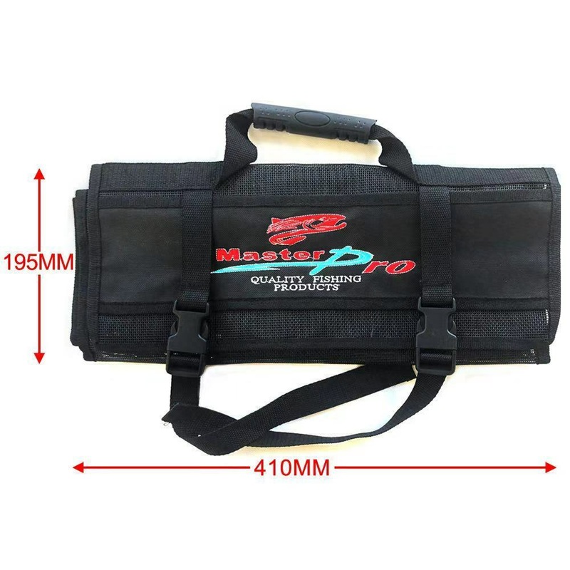 Large Game Lure Roll 6 Pockets Velcro Clip Fishing Tackle