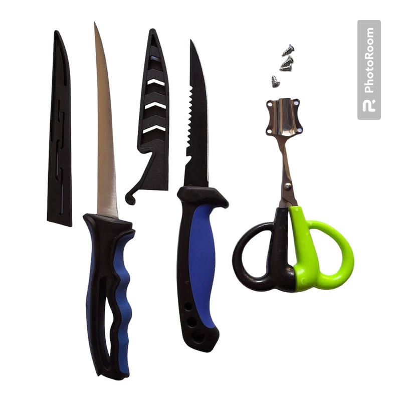 1 Set of Fishing Tools Including a Fish fillet Knife,a Bait Cut Knife and a Floating PE Fishing Line Scissors Fishing Tackle