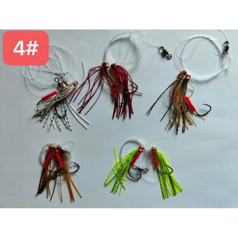 30 X MasterPro Skirt Rigs Whiting Fishing Rigs in 5 colours size 4# Hook