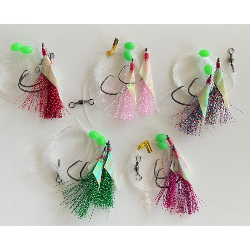 30pcs Pre-made Custom Designed Snapper Rigs 5/0 In 5 New Colors Fishing Tackle
