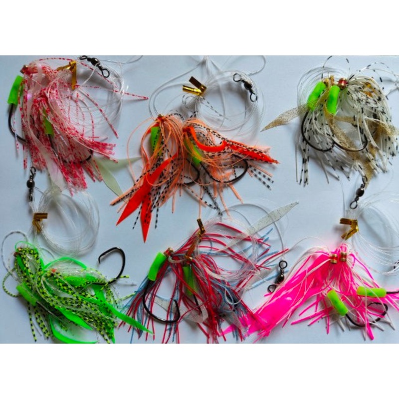 30X MasterPro Skirt Rigs Snapper Fishing Rigs in 6 Colours Size 5/0 Hooks 60lb Leader