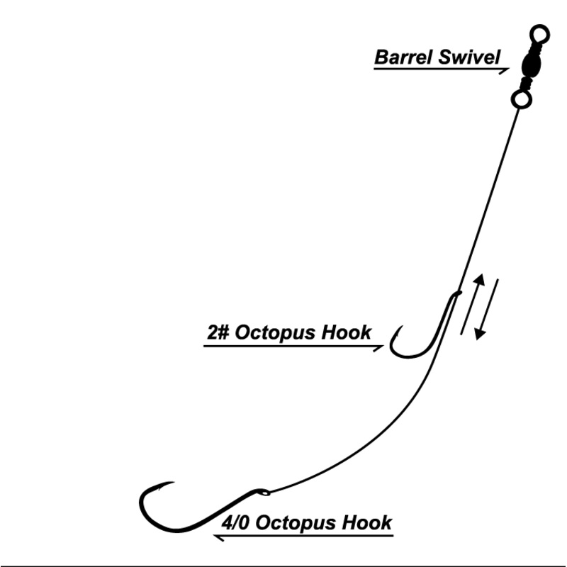 3X MasterPro Running Snell Fishing Rigs on 40lb Leader Fishing Tackle Hooks Octopus Beak 2#+4/0