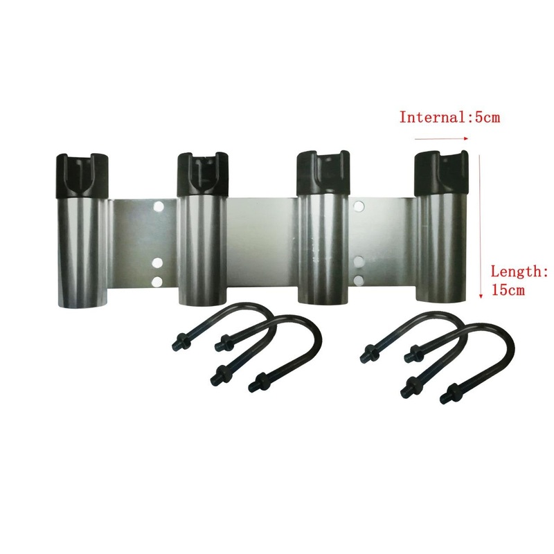 4 Hole Aluminum Boat/Bull Bar Rod Holder Rod Coaming Rack Fishing Tackle