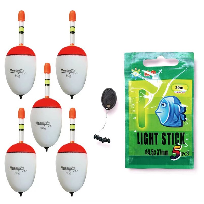 Masterpro 5 x Foam Floats with inbuilt glow stick holder Free float stoppers/50g