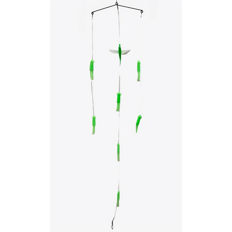 Masterpro Squid Spreader Bar Game Fishing Trolling Teaser 3 Rings  Marlin Tuna Mahi Green