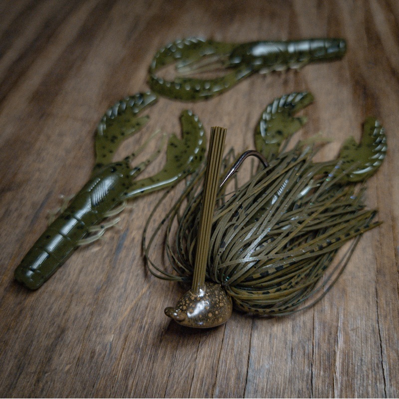 Green Pumpkin Grasshopper Grass Flipping Jig w/ Matching Craws