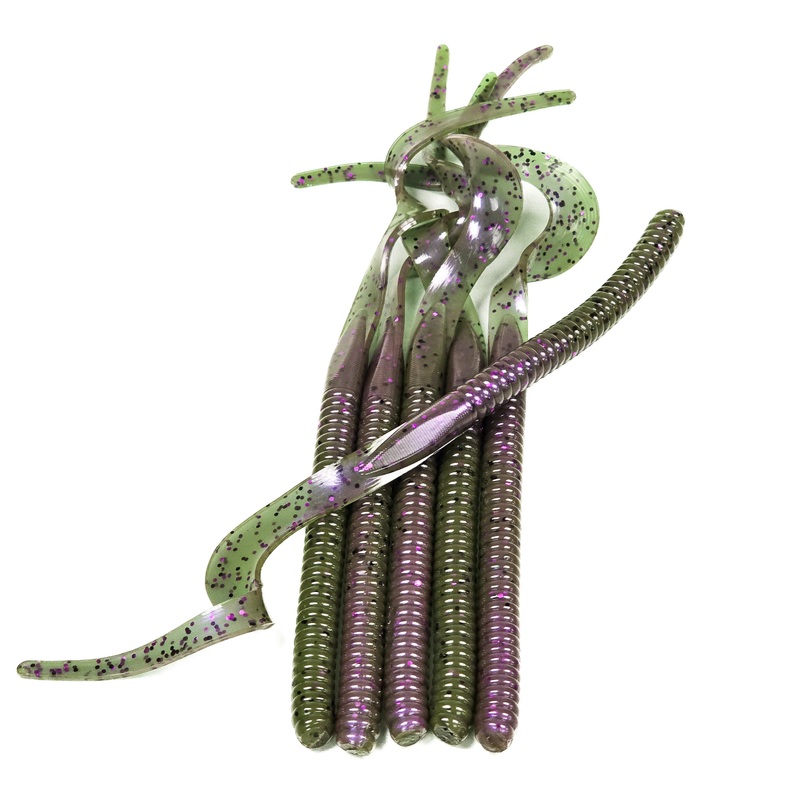 Green Pumpkin Plum Swirl 10 Ribbon Tail (6 pk)