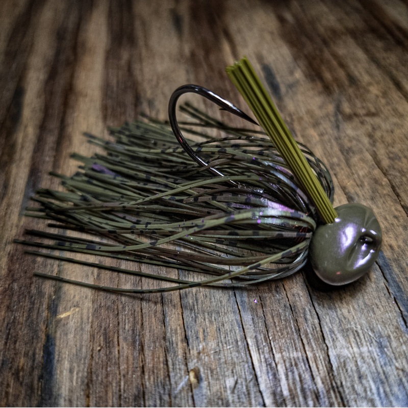 Green Pumpkin Plum Swirl Stand-up Football Jig