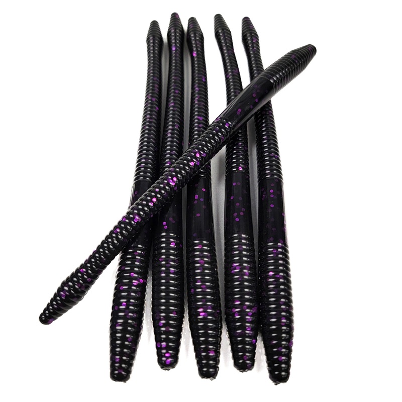 Purple Blackout 6.25 Diamond Tail Worm (6pk)