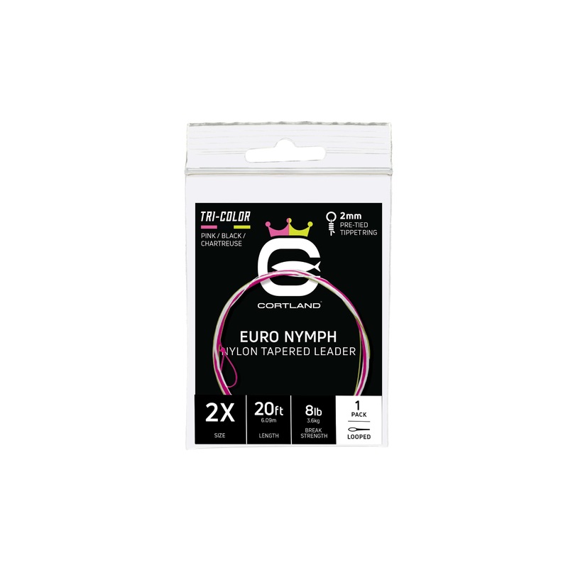Euro Nymph Leaders|PINK/BLACK/CHARTREUSE/WHITE|20 FT|4x – 6.3 LB|2x – 8 LB|0x – 10.5 LB