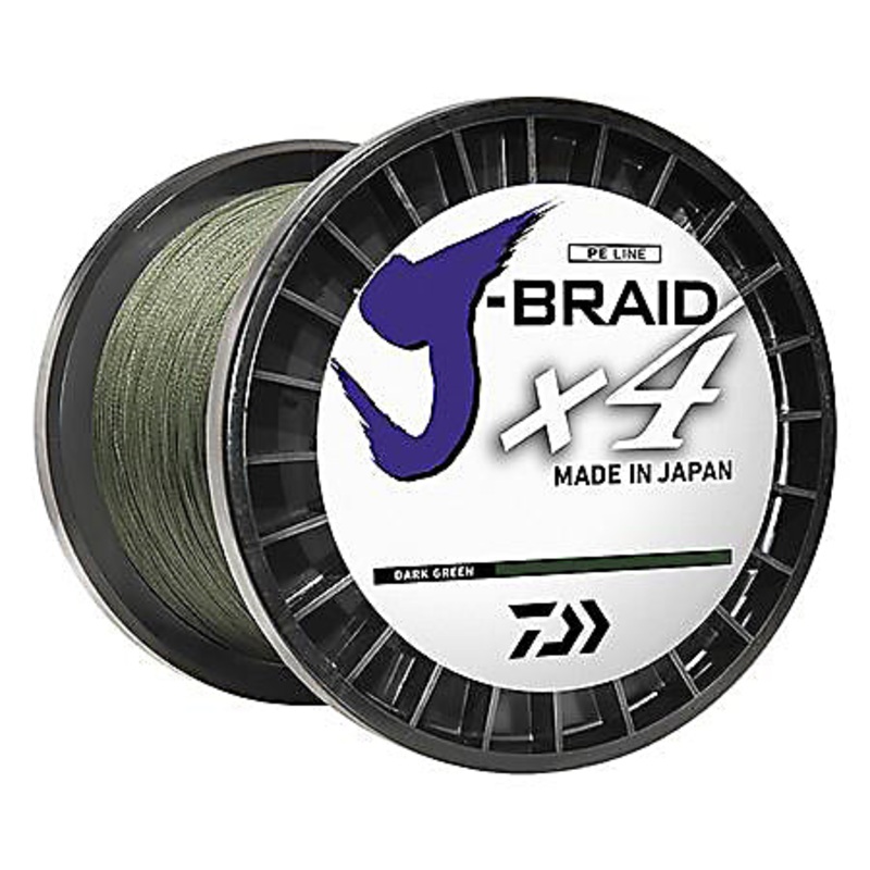 Daiwa J-Braid X4 Bulk Spool|Dark Green 10lb 3000yd|Dark Green 30lb 3000yd|Dark Green 65lb 3000yd|Yellow 30lb 3000yd|Hi-Vis Yellow 50lb 3000yd|Hi Vis Yellow 10lb 3000yd|Hi Vis Yellow 15lb 3000yd