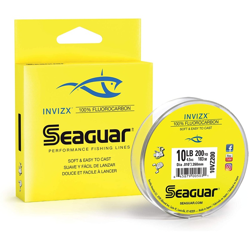 Seaguar INVIZX Fluorocarbon|4lb 200yd|6lb 200yd|8lb 200yd|10lb 200yd|12lb 200yd|15lb 200yd|17lb 200yd|20lb 200yd|25lb 200lb