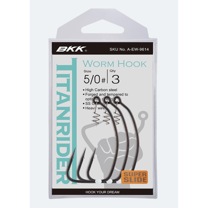 BKK TitanRider Worm Hooks|10/0 – 3 PCS|5/0 – 3 PCS