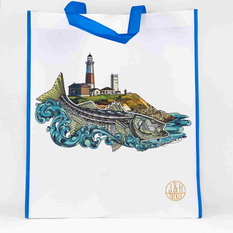J&H Tackle Montauk Lighthouse Reusable Shopping Bag