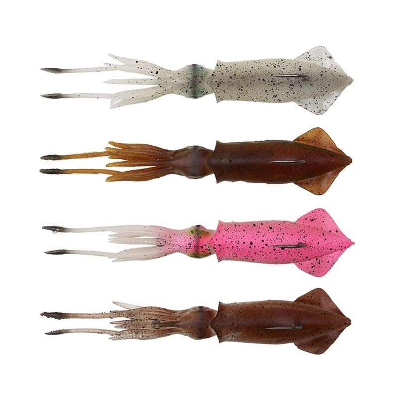 Savage Gear 3D Swim Squid|10″ – 4 2/5 oz|7″ – 2 1/5 oz|5″ – 7/8 oz|4″ – 1/3 oz|Green Eye|Horny Green Eye|Red Brown|Pink Glow