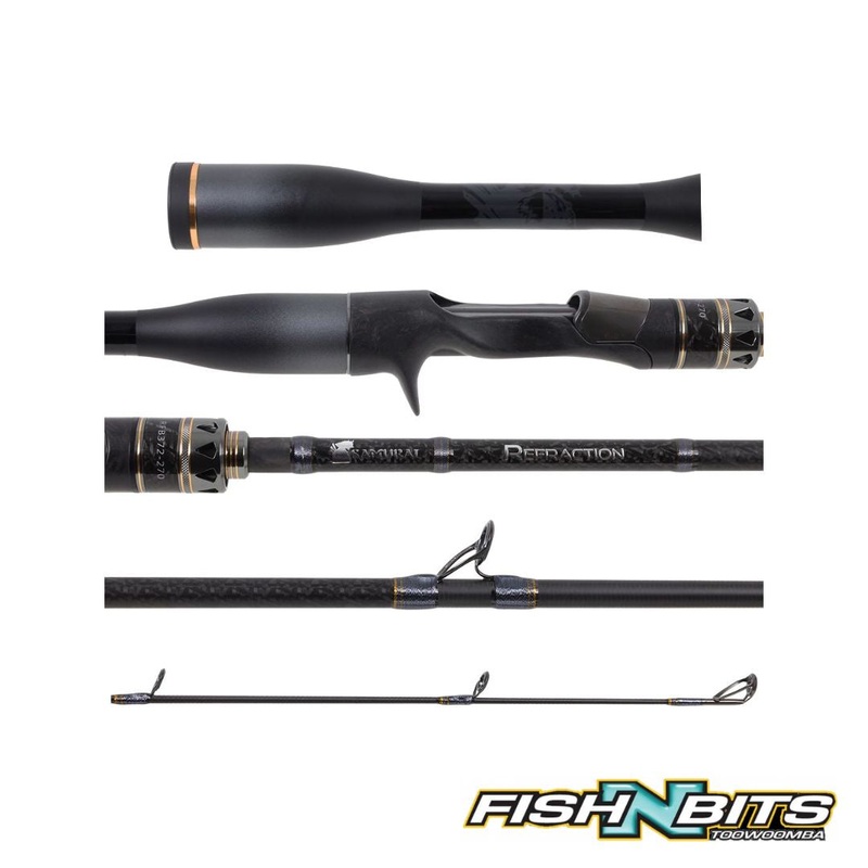 Samurai – Refraction Baitcast|RFSB-L76 7’6″ 15-25lb 1/2-4oz|RFSB-ML76 7’6″ 15-30lb 1-5oz|RFB302-70 7’0″ 6-12lb|RFB382-56 5’6″ 12-16lb|RFB351-266 6’6″ 10-17lb|RFB432-263 6’3″ 16-20lb|RFB372-263 6’3″ 12-16lb