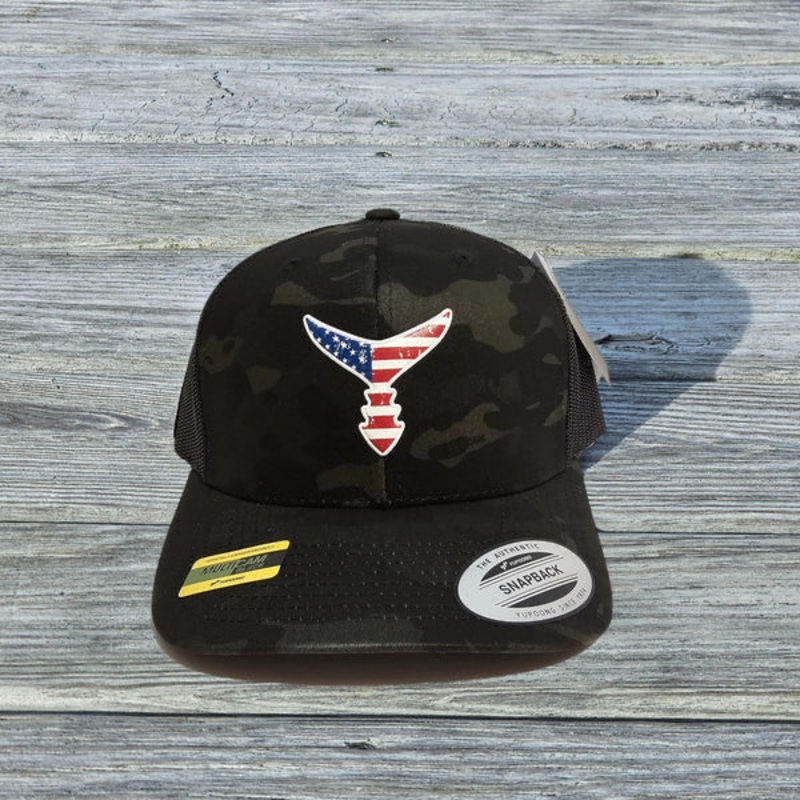Chasing Tail – Liquid Embroidered Flex Fit Hat – Black Multi Camo