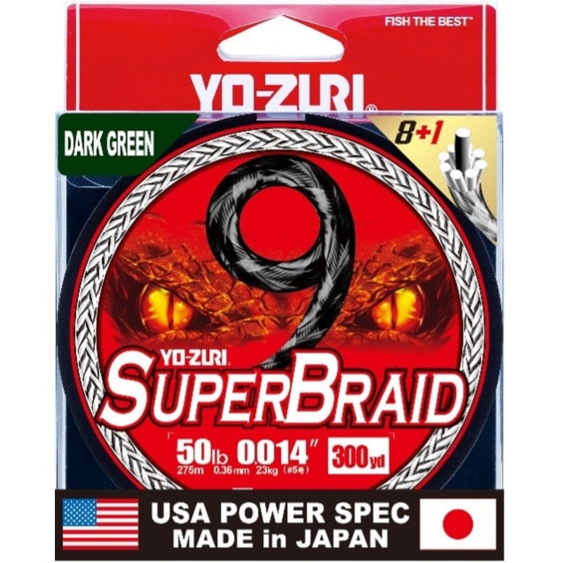 Yo-Zuri – SuperBraid 9|Dark Green|8lb|10lb|15lb|20lb|30lb|40lb|300yds