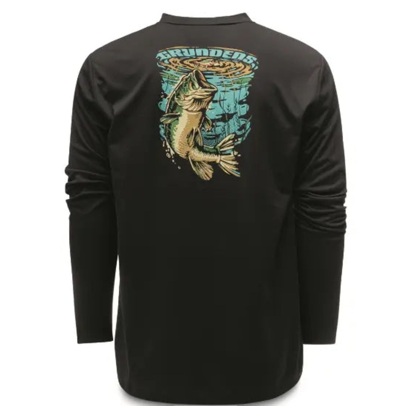 Grundens Bass Popper Long Sleeve Tech Tee Black