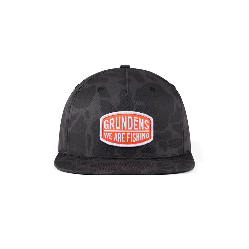 Grundens We Are Fishing Camo Trucker Hat One Size