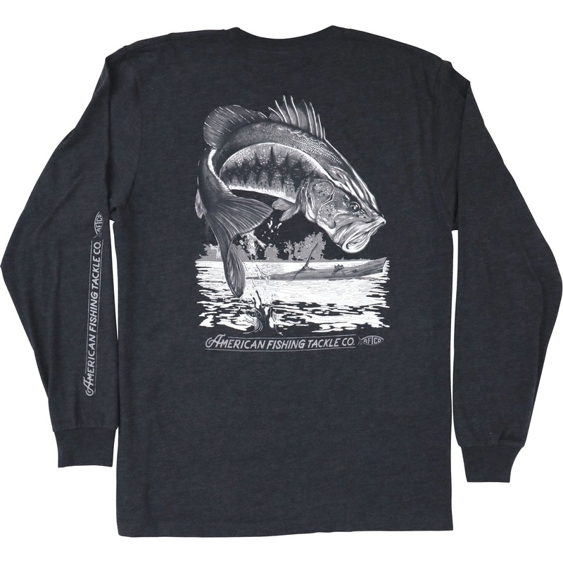Aftco Basstastic LS T-Shirt|S| Charcoal Heather|M| Charcoal Heather|L| Charcoal heather|XL| Charcoal Heather|2X| Charcoal Heather
