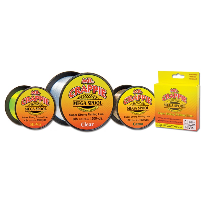 Lew’s Mr Crappie MC8FSHV Monfilament Line Mega Spool, 8Lb 500Yd Hi-Viz