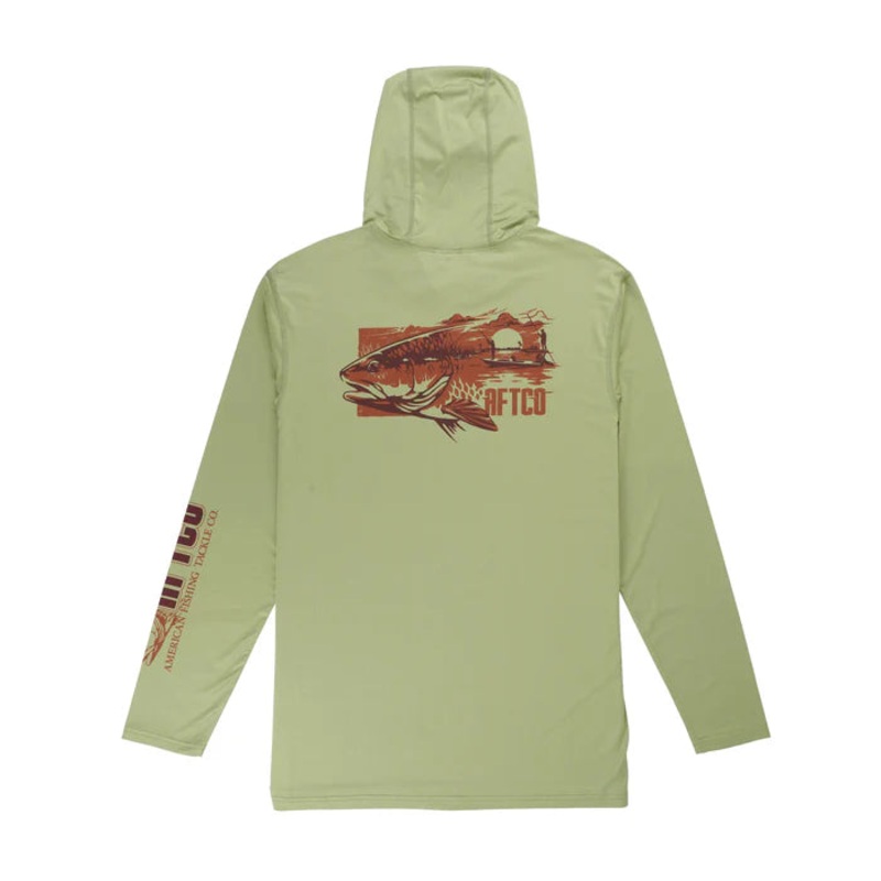 AFTCO Red Sunset UVX Hooded|Sage|Small|Medium|Large|Extra Large|2XL