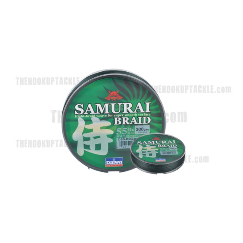 Samurai Braid|Green|40lb – 150 yards|55lb – 150 yards|20lb – 300 yards|40lb – 300 yards|15lb – 150 yards|20lb – 150 yards|30lb – 150 yards|80lb – 300 yards|80lb – 150yds|55lb-300 yards|70lb-300 yards|30lb – 300 yards|15lb – 300 yards|70lb – 150 yards